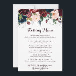 Watercolor Floral Wedding Kissing Menu Game Card<br><div class="desc">This watercolor floral wedding kissing menu game card is perfect for a simple wedding reception. The design features artistic hand-painted watercolor navy blue,  burgundy,  red,  blush roses and peonies with elegant green leaves,  inspiring the colourful idyllic autumn beauty.</div>