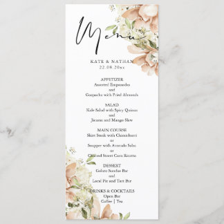 Watercolor Floral Wedding Menu