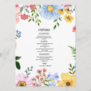 Watercolor Floral Wedding Menu