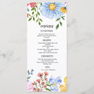 Watercolor Floral Wedding  Menu
