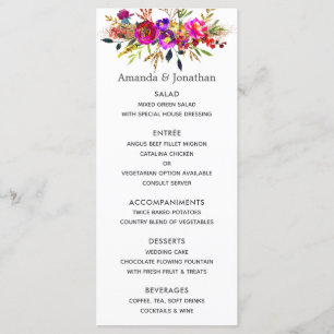 Watercolor Floral Wedding Menu