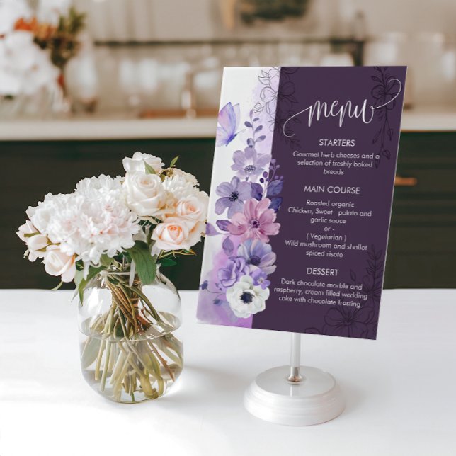 Watercolor Floral Wedding Menu Card (Creator Uploaded)