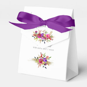 Watercolor Floral Wedding Monogram Favour Box