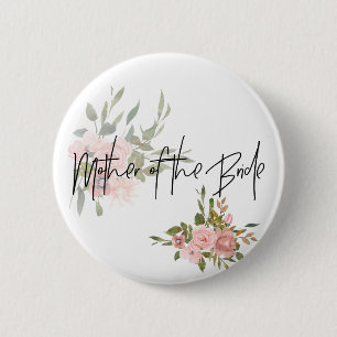 Watercolor floral Wedding Mother of the Bride 6 Cm Round Badge