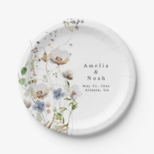 Watercolor Floral Wedding Paper Plate