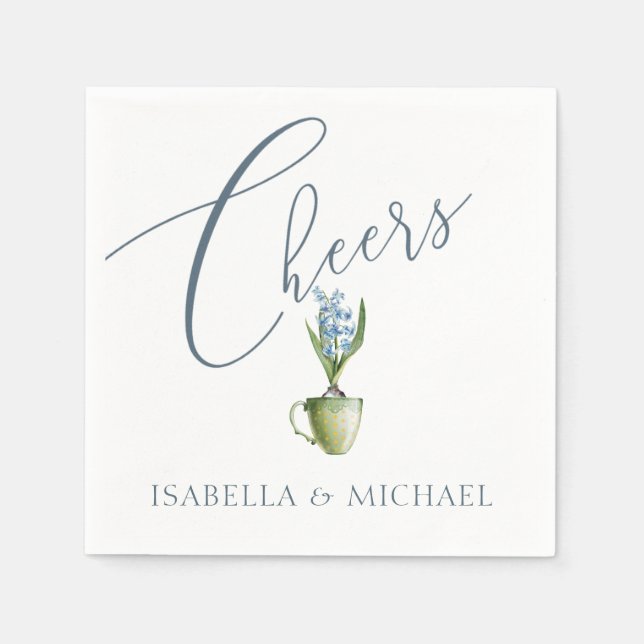 Watercolor Floral Wedding Personalised Napkin (Front)