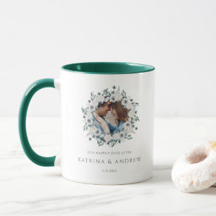 Watercolor Floral Wedding Photo Mug