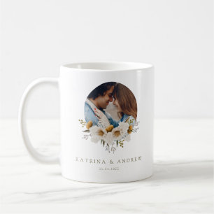 Watercolor Floral Wedding Photo Mug