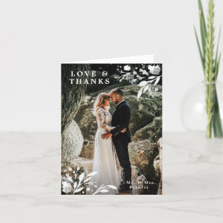 Watercolor Floral Wedding Photo Thank You Cards