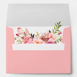 Watercolor Floral Wedding Pink Blush Envelope