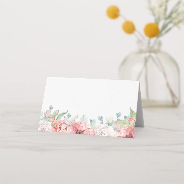 Watercolor Floral Wedding Place Cards (Front)
