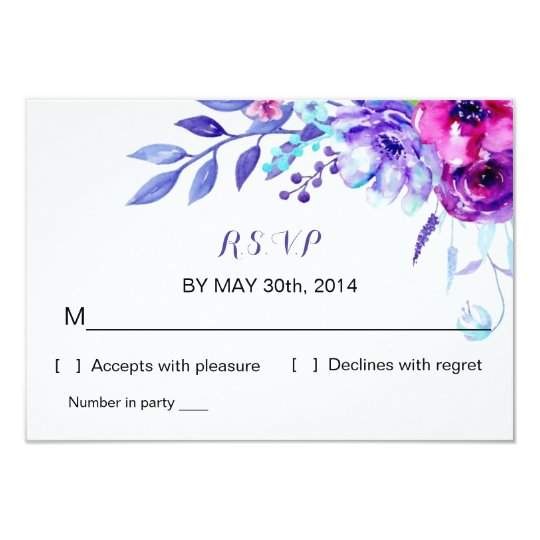 Watercolor Floral Wedding | R S V P Reply Card