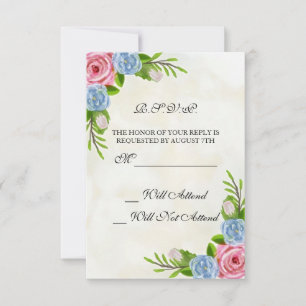 Watercolor Floral Wedding R.S.V.P. RSVP Card