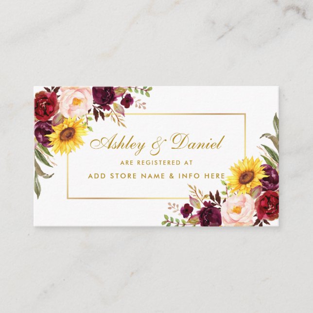 Watercolor Floral Wedding Registry Insert Card (Front)
