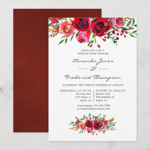 Watercolor Floral Wedding Rehearsal Dinner Invitation