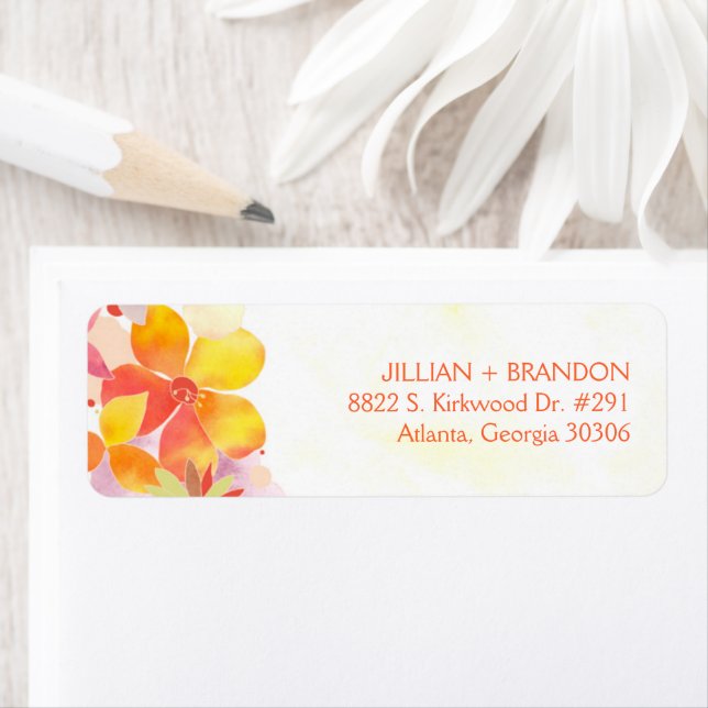Watercolor Floral Wedding Return Address (Insitu)