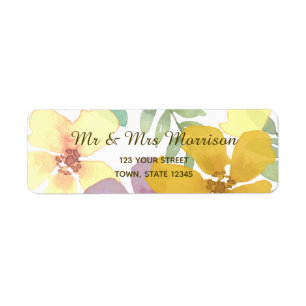 Watercolor Floral Wedding Return Address