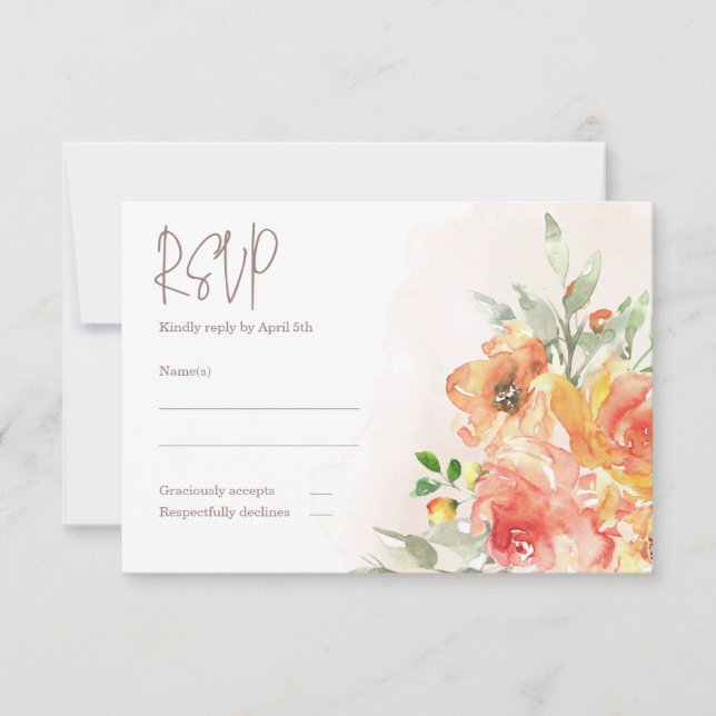 Watercolor Floral Wedding RSVP Card (Front)