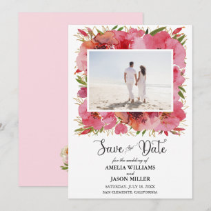 Watercolor Floral Wedding Save the Date