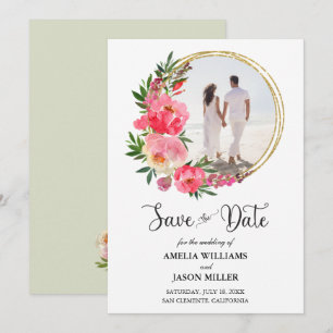 Watercolor Floral Wedding Save the Date