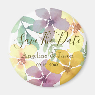 Watercolor Floral Wedding Save The Date Invitation Magnet