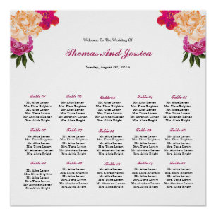 Watercolor Floral Wedding Seating Chart Poster