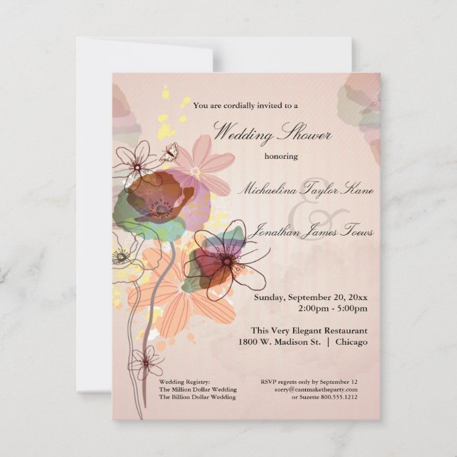 Watercolor Floral Wedding Shower Invite (Front)