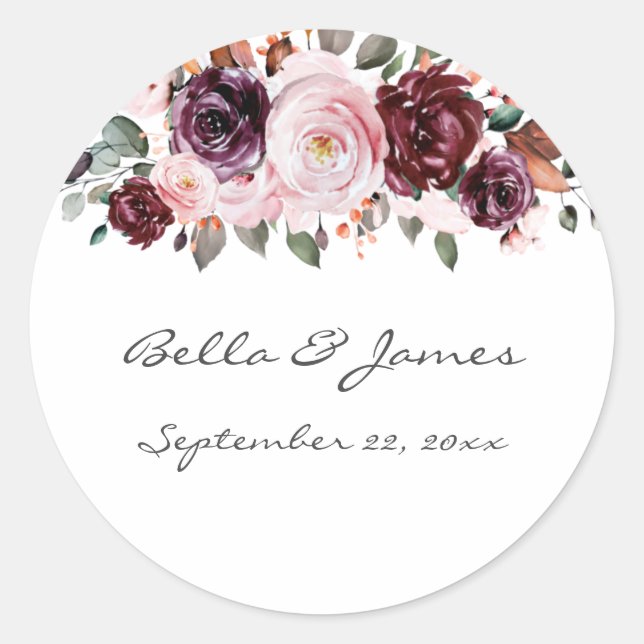 Watercolor Floral Wedding Sticker (Front)