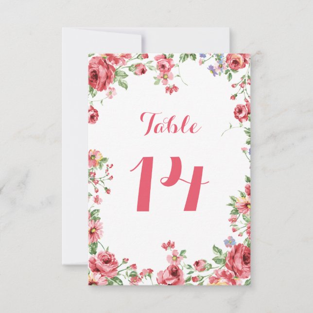 Watercolor Floral Wedding Table Number (Front)