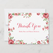 Watercolor Floral Wedding Thank You Card