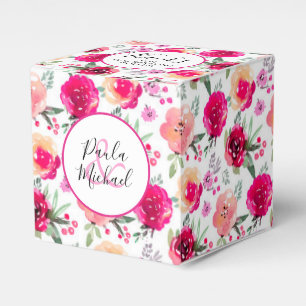 Watercolor Floral Wedding Thank You Favor Box