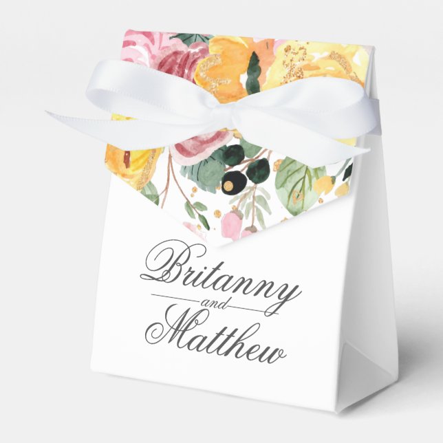 Watercolor Floral Wedding Thank you Favour Box (Front Side)