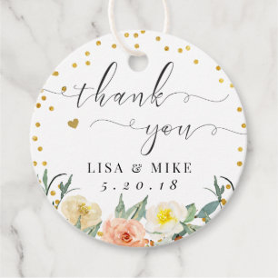 Watercolor Floral Wedding Thank You Favour Tags