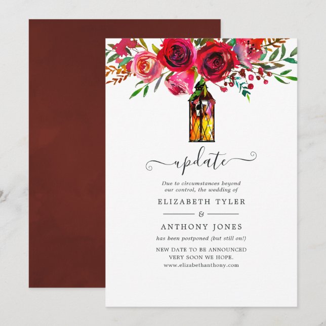 Watercolor Floral Wedding Update Invitation (Front/Back)
