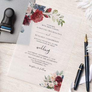 Watercolor Floral Wedding Vellum Invitations