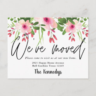 Watercolor Floral Weve Moved New Home Photo Moving Announcement Postcard