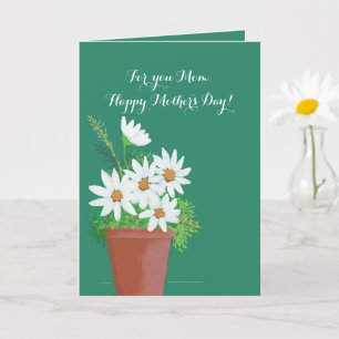 Watercolor Floral White Daisies Mother's Day Card