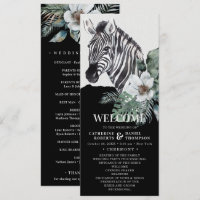 Watercolor Floral Wild Zebra Safari Wedding