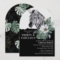 Watercolor Floral Wild Zebra Thirty 30th Birthday