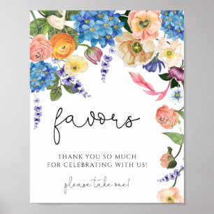 Watercolor Floral Wildflower Bridal shower Favours Poster