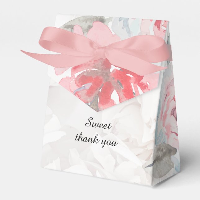 watercolor floral wildflower rose peony wedding favour box (Front Side)