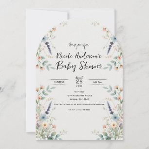 Watercolor Floral Wildflower Spring Baby Shower Invitation