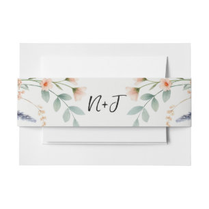 Watercolor Floral Wildflower Spring Bridal Wedding Invitation Belly Band