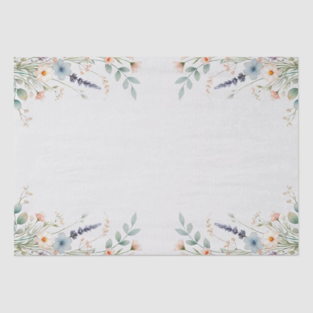 Watercolor Floral Wildflower Spring Bridal Wedding Tissue Paper (Front)