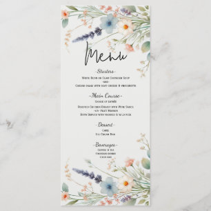 Watercolor Floral Wildflower Spring Wedding Menu