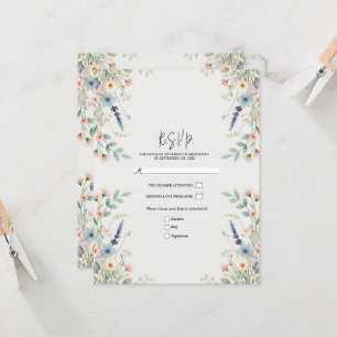 Watercolor Floral Wildflower Spring Wedding RSVP Invitation