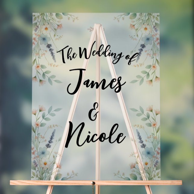 Watercolor Floral Wildflower Spring Wedding Sign (Neutral)