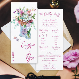 Watercolor Floral Wildflower Wedding Party Program Invitation