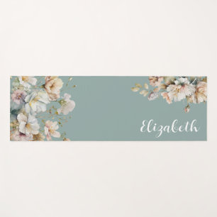Watercolor Floral Wildflowers Calligraphy Script Yoga Mat