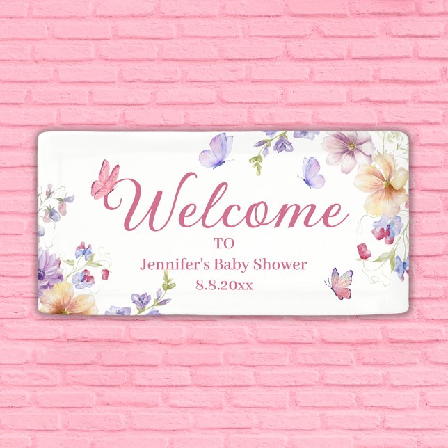 watercolor floral wildflowers girl baby shower  banner (Creator Uploaded)